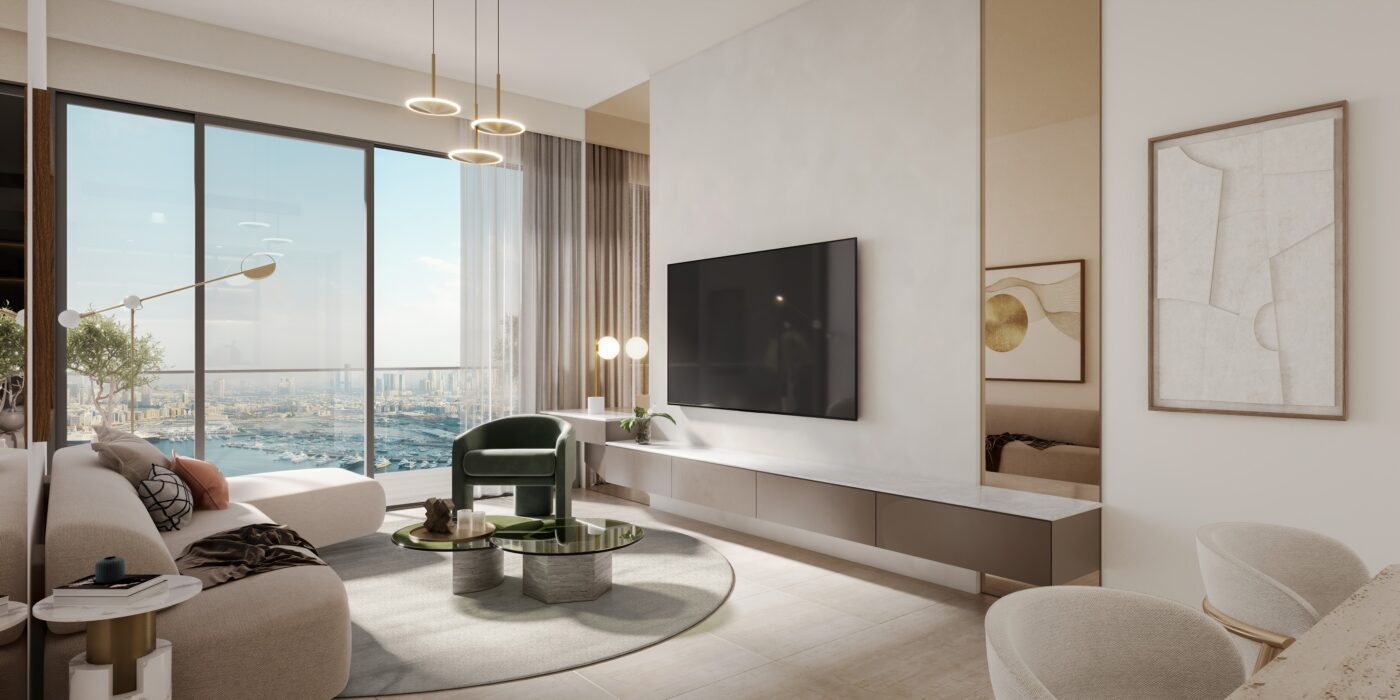 View of Dubai Penthouse, Interior 3D Visualization
